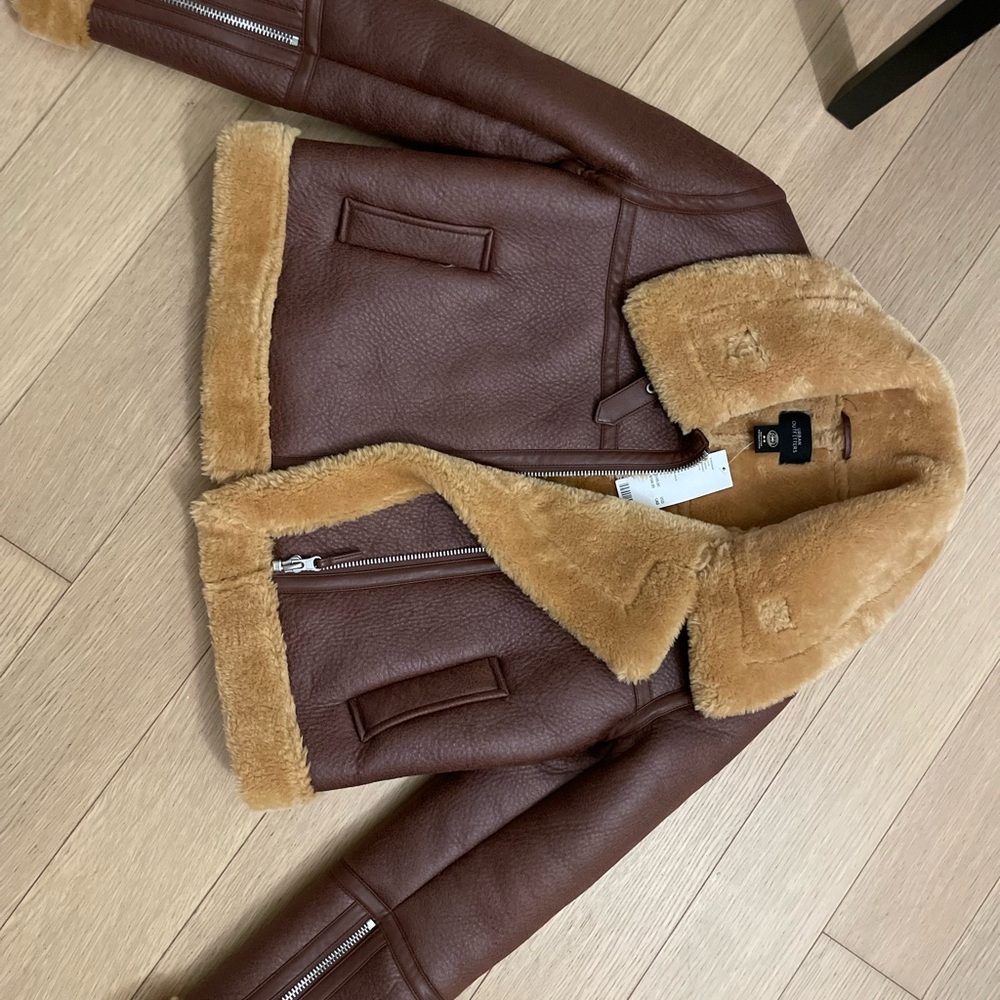 Urban Outfitters Brown Leather Shearling Jacket